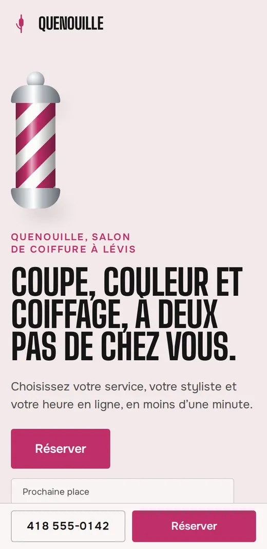 Le même site sur téléphone, style Barbier