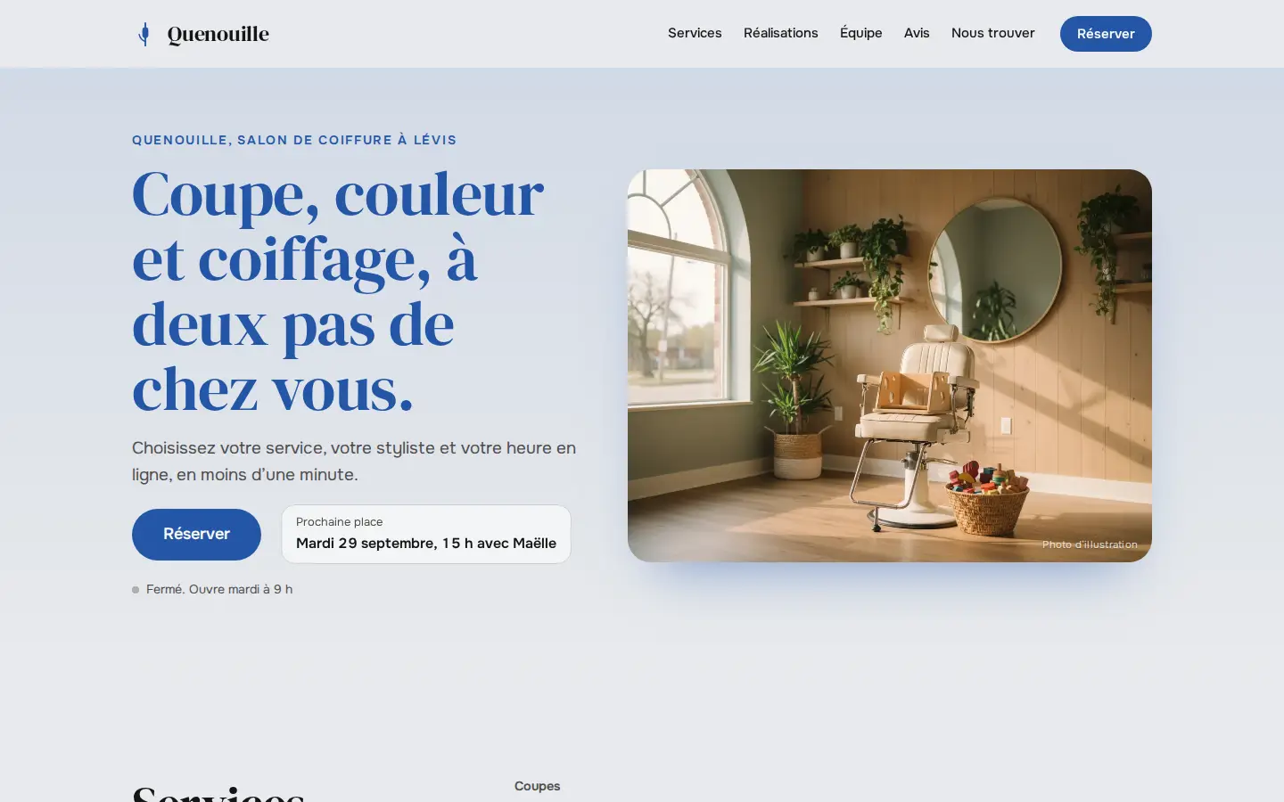 Style Famille : capture du site d’exemple